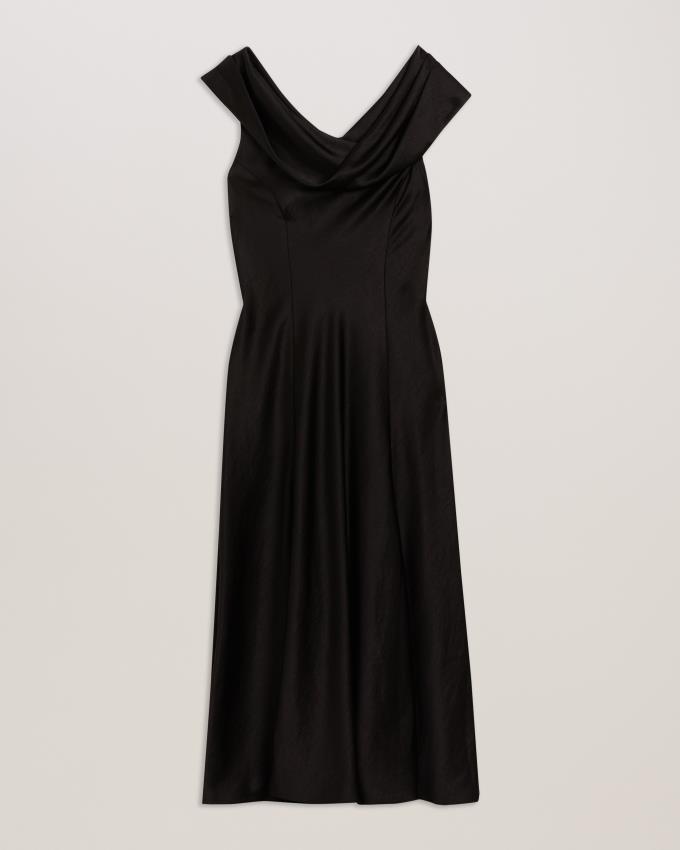 Peignoir Ted Baker Draped Neck Satin Midi Noir Femme | MCI-29072010